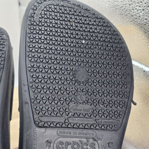 Mens Size 10 Crocs Bistro Work Clogs Slip On Sandals Slides Slip Resistant Black - Picture 10 of 11